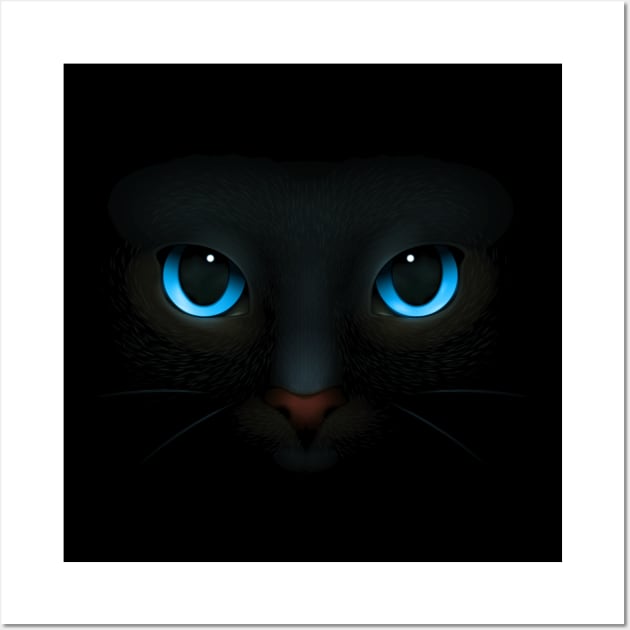 Blue-Eyed Black Cat Blending into The Night Graphic Art Wall Art by Destination Christian Faith Designs